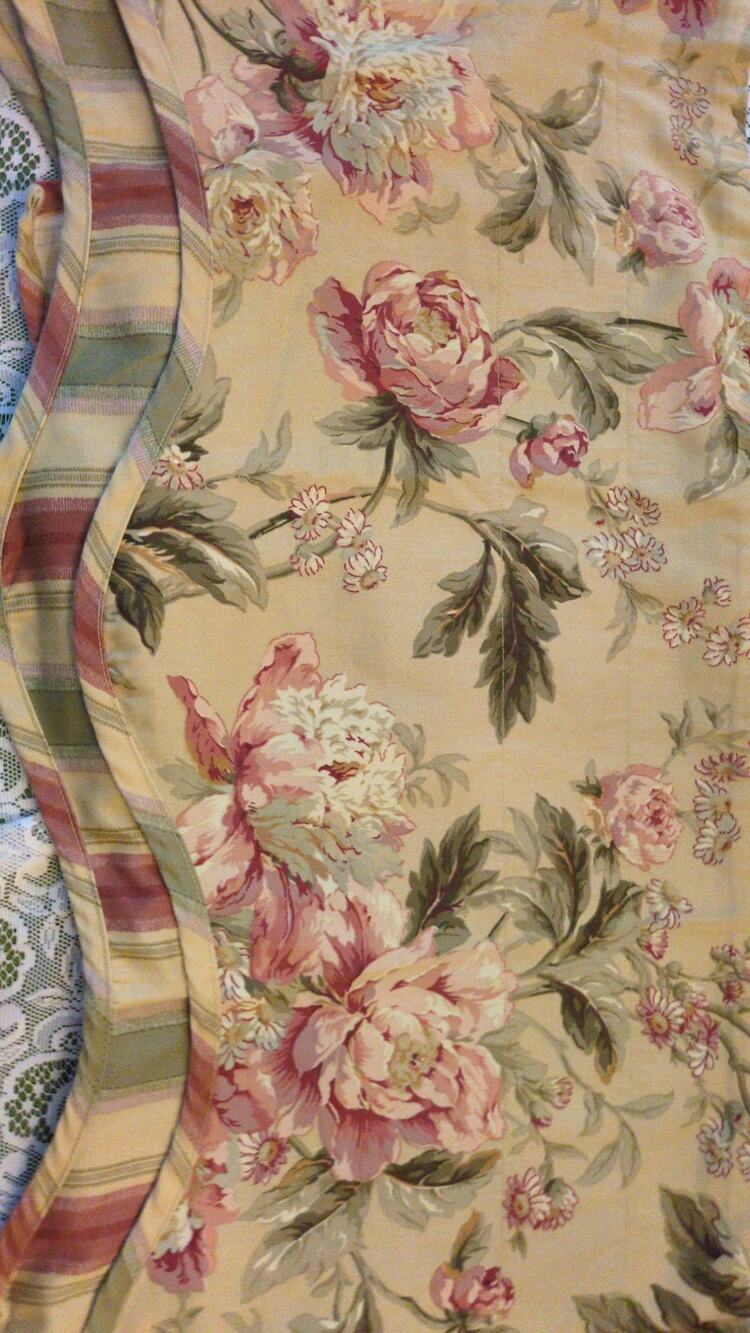Waverly Forever Yours Floral/Stripe VTG Valance Scalloped 78x117 Cottagecore